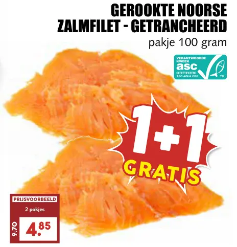 Aanbieding: Gerookte noorse zalmfilet - getrancheerd