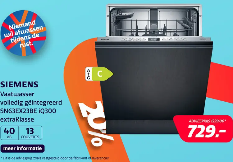 Aanbieding: Siemens SN63EX23BE iQ300 Home Connect extraKlasse
