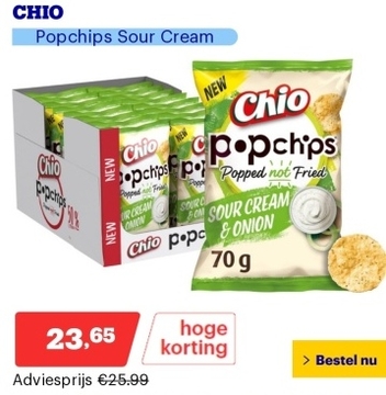 Aanbieding: CHIO - Popchips Sour Cream & Onion 12x70 gram