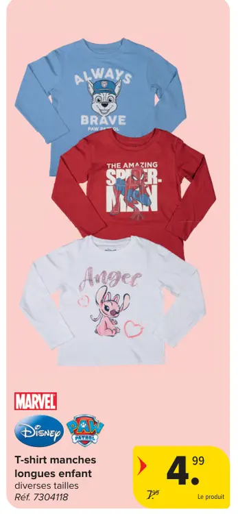 Offre: T-shirt manches longues enfant