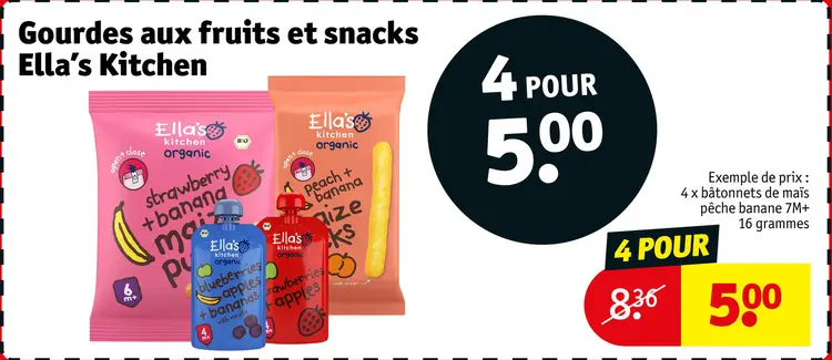 Offre: Gourdes aux fruits et snacks