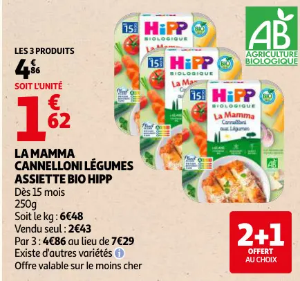 Offre: La mamma cannelloni légumes assiette bio