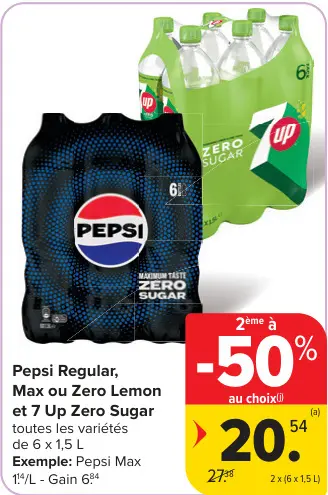 Offre: Regular, Max ou Zero Lemon et 7 Up Zero Sugar