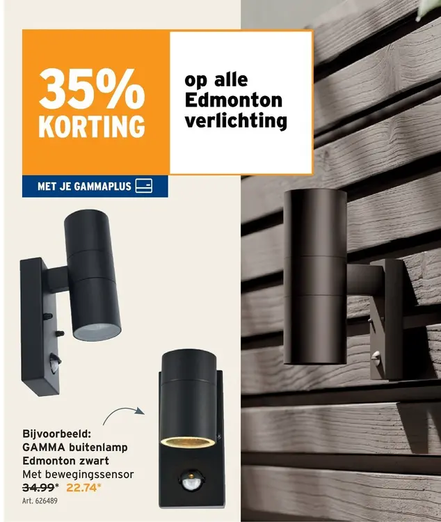Promotie: GAMMA buitenlamp Edmonton zwart Met bewegingssensor