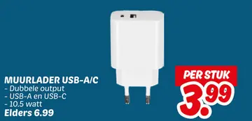 Aanbieding: Muurlader usb-a/c