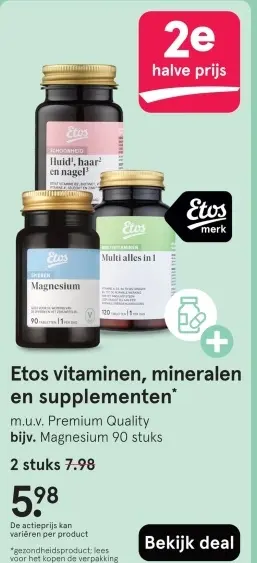 Aanbieding: Etos vitaminen, mineralen en supplementen