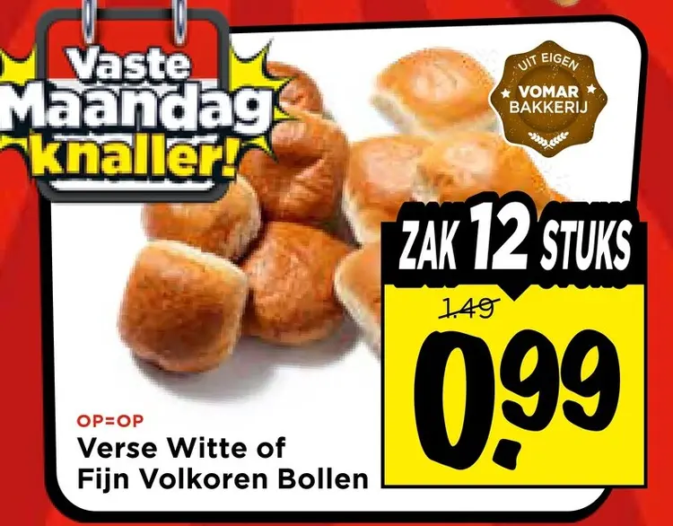 Aanbieding: Verse Witte of Fijn Volkoren Bollen