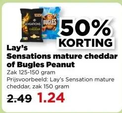 Aanbieding: Lay's Sensations mature cheddar of Bugles Peanut