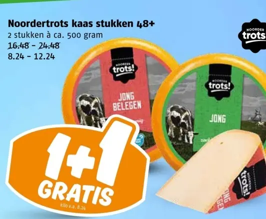 Aanbieding: Noordertrots kaas stukken 48+