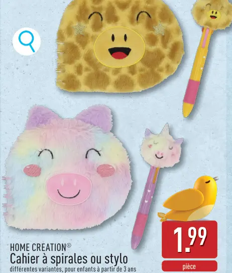 Offre: Cahier à spirales ou stylo