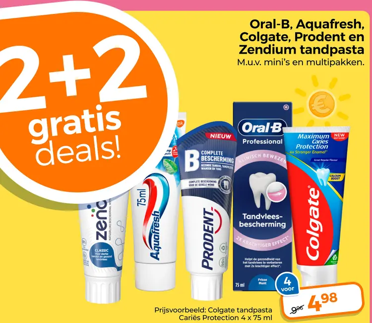 Aanbieding: Oral-B, Aquafresh, Colgate, Prodent en Zendium tandpasta