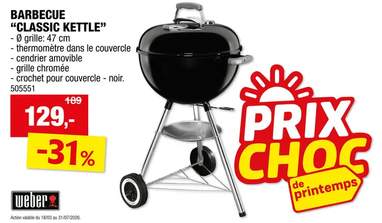 Offre: Weber Classic Kettle barbecue boule 47cm