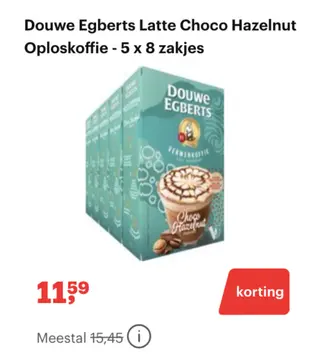 Aanbieding: Douwe Egberts Latte Choco Hazelnut Oploskoffi