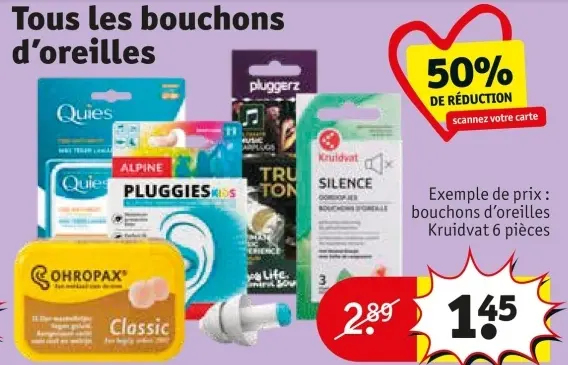 Offre: Tous les bouchons d'oreilles