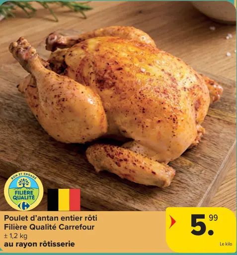Offre: Poulet d'antan entier rôti
