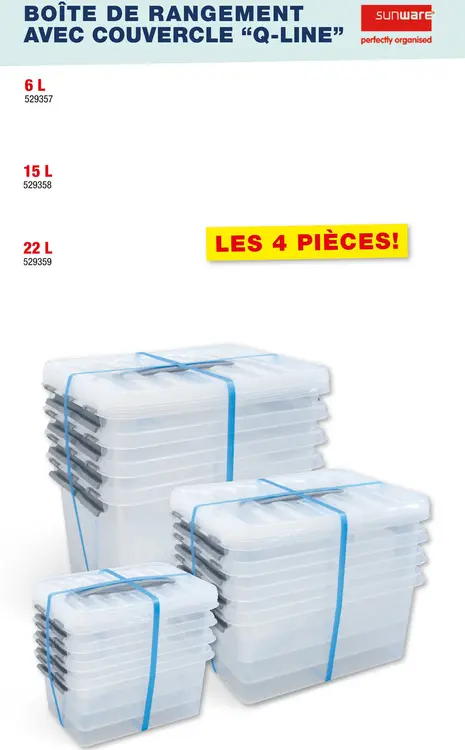 Offre: Sunware Q-Line boàte de rangement 22l transparent 4 pièces