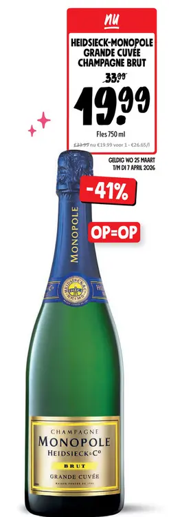 Promotie: Heidsieck-MONOPOLE grande cuvée champagne brut