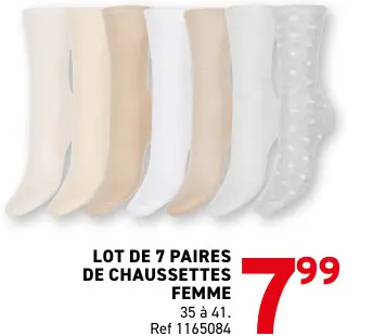 Offre: Lot de 7 paires de chaussettes femme