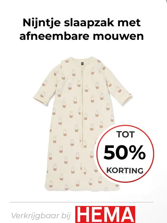 Aanbieding: Nijntje slaapzak met afneembare mouwen