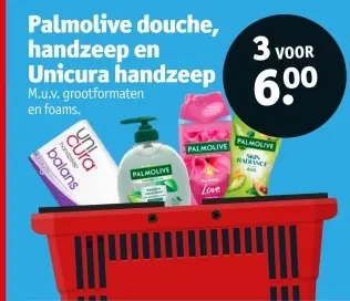 Aanbieding: Palmolive douche, handzeep en Unicura handzee
