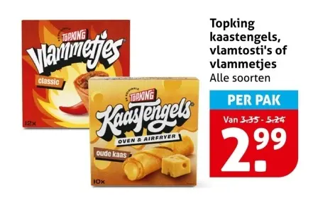 Aanbieding: Kaastengels, vlamtosti's of vlammetjes