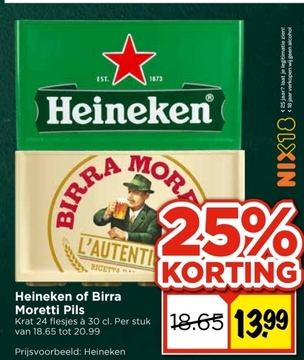 Aanbieding: Heineken of Birra Moretti Pils