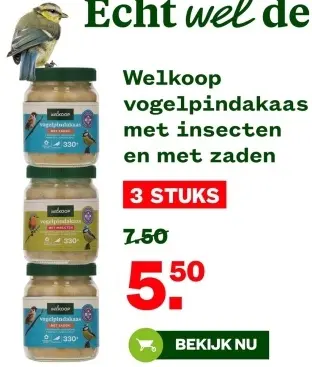 Aanbieding: vogelpindakaas met insecten en met zaden