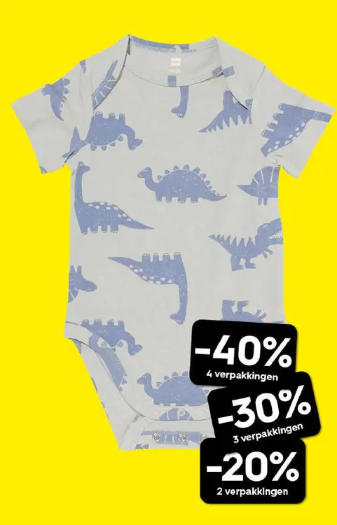 Promotie: Baby romper met korte mouwen en dinosauruspri