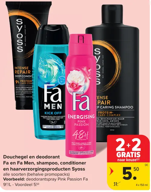 Promotie: Douchegel en deodorant Fa en Fa Men, shampoo,