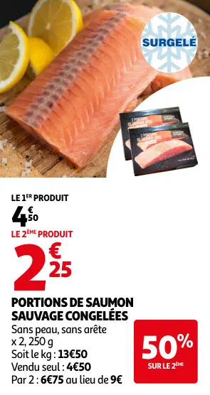 Promotie: Portions de saumon sauvage congelées
