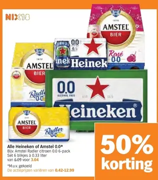 Aanbieding: Alle Heineken of Amstel 0.0*