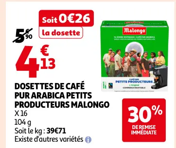 Offre: Dosettes de café pur arabica petits producteu