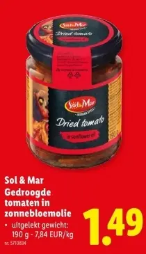 Promotie: Gedroogde tomaten in zonnebloemolie