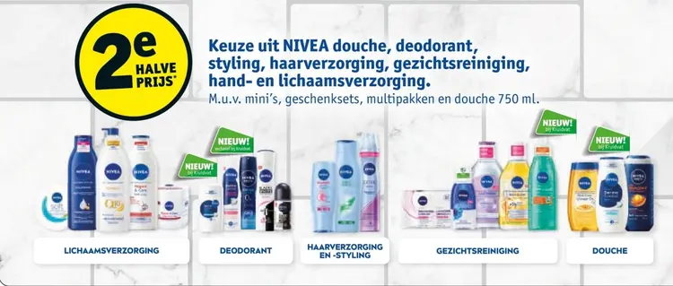 Aanbieding: NIVEA douche, deodorant, styling, haarverzorging, gezichtsreiniging, hand- en lichaamsverzorging