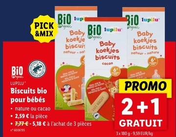 Offre: Biscuits bio pour bébés nature ou cacao
