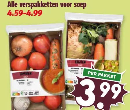 Aanbieding: Tomatensoep / Erwtensoep