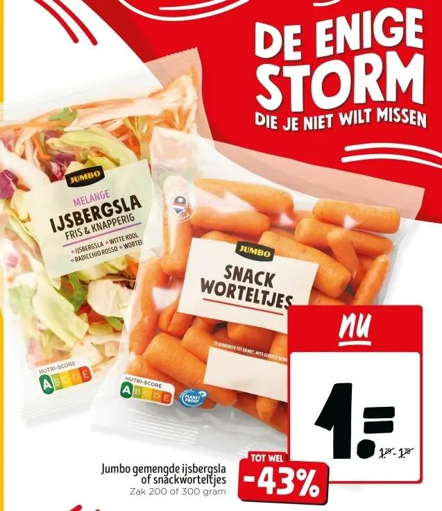 Aanbieding: Gemengde ijsbergsla of snackworteltjes