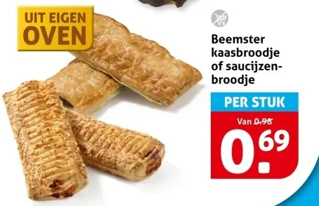 Aanbieding: Beemster kaasbroodje of saucijzenbroodje