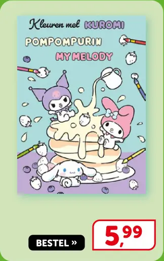 Promotie: Kleuren met Kuromi Pompompurin My Melody