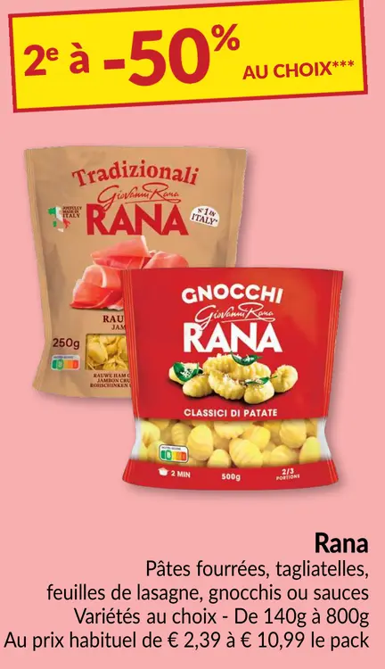 Offre: Rana Pâtes fourrées, tagliatelles, feuilles de lasagne, gnocchis ou sauces