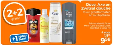 Aanbieding: Dove, Axe en Zwitsal douche
