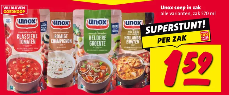 Aanbieding: Unox soep in zak