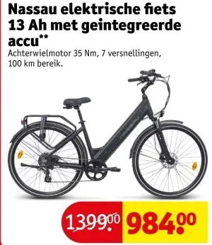Aanbieding: Nassau elektrische fiets 13 Ah met geintegreerde accu