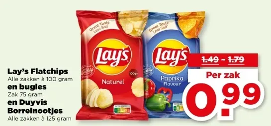 Aanbieding: Flatchips, Bugles, Borrelnootjes