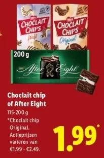 Aanbieding: Choclait chip of After Eight