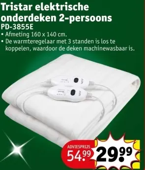 Promotie: Elektrische onderdeken 2-persoons