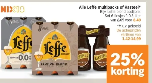 Aanbieding: Leffe multipacks or Kasteel