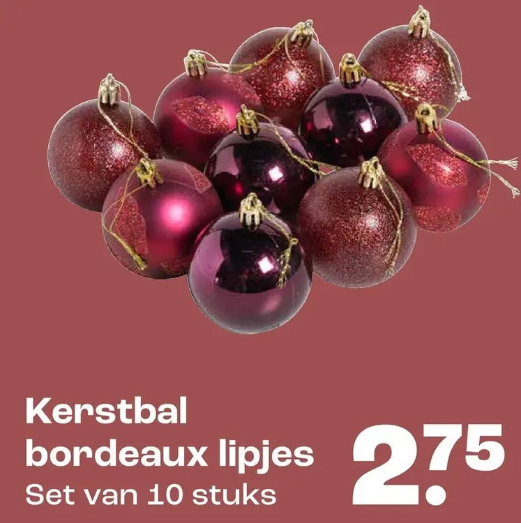 Aanbieding: Kerstbal bordeaux lipjes