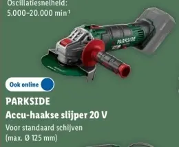 Aanbieding: Accu-haakse slijper 20 V