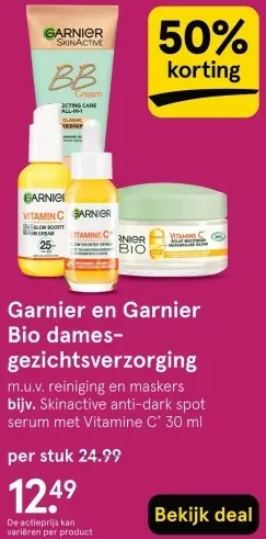 Aanbieding: Garnier en Garnier Bio damesgezichtsverzorging